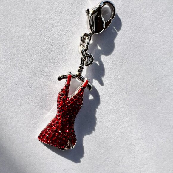 SALE! FINE JEWELRY! Gorgeous & Rare Swarovski Ruby Red Dress Charm - Picture 8 of 10
